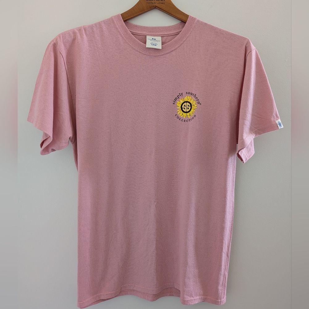 SIMPLY SOUTHERN Dog Kisses Heal Everything T Shirt Women's L Cockapoo Dusty Rose - Picture 4 of 12